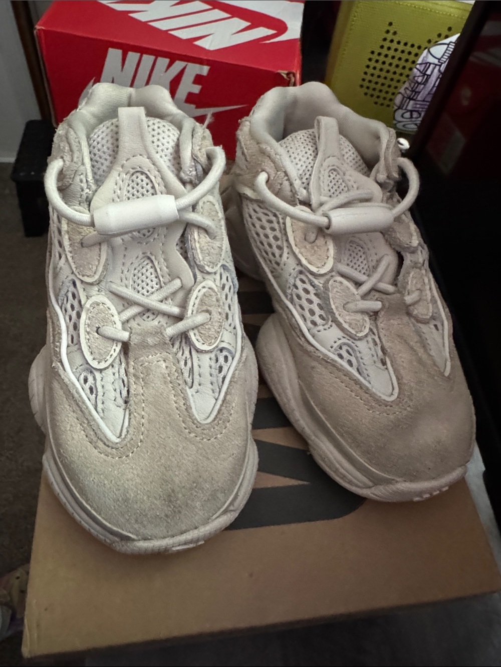 Nike Kids Beige Suede & Mesh Toggle Sneakers